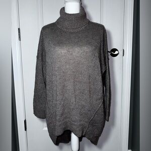 Brave + True Shimmer Wool Blend Oversized Turtleneck Sweater Neutral